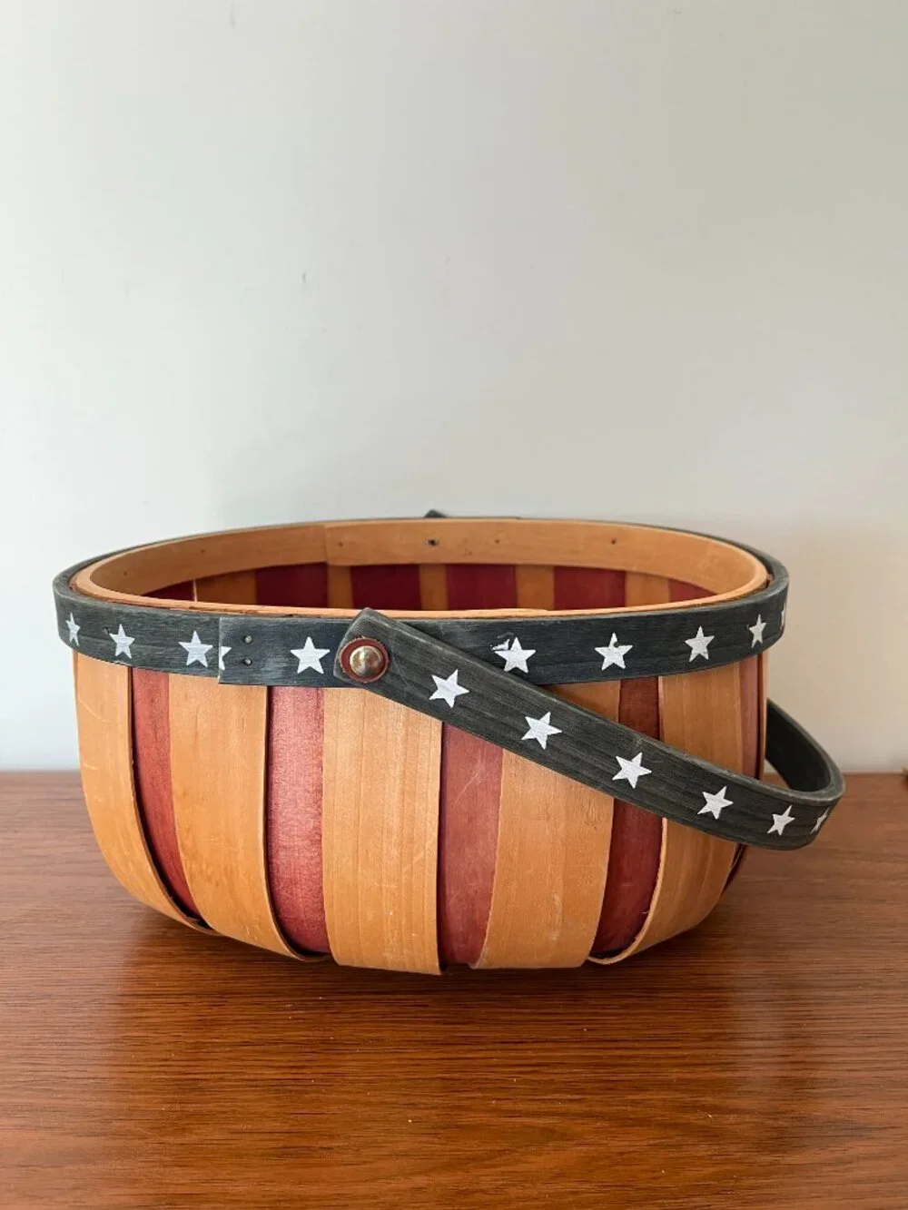 Patriotic Oval Shaped Wood Basket